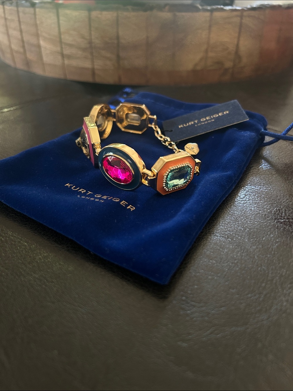 Kurt Geiger Gold-Tone Bracelet with Pink, Green, and Purple Stones - Picture 6 of 9